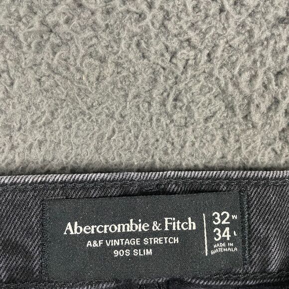 Abercrombie & Fitch Jeans Mens 32x34 Black 90s Slim Vintage Stretch Distressed - Picture 3 of 14